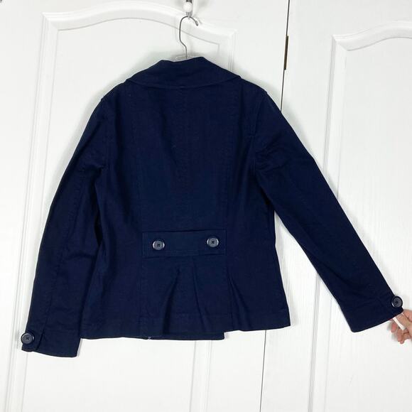 NWOT H&M Jacket 16 Navy Collar Double Breasted Buttons Cotton Elastane - Picture 5 of 16